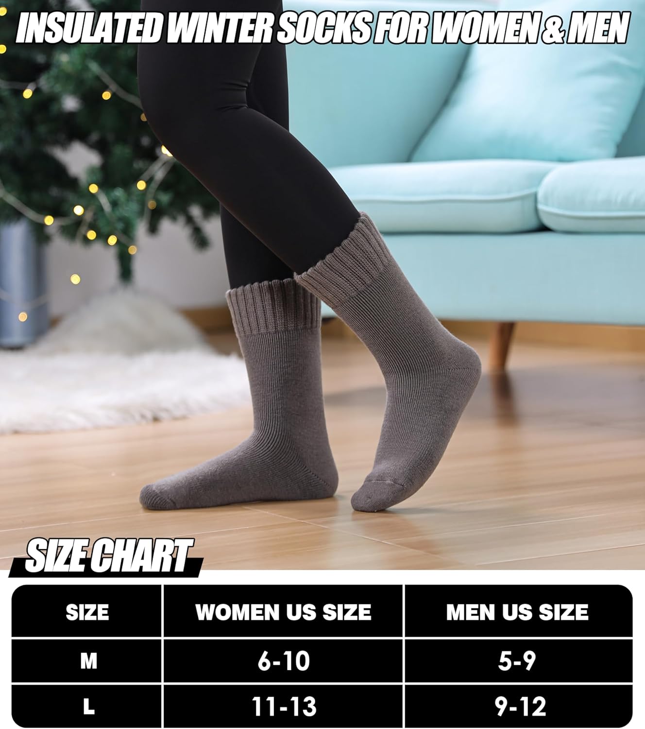 3 Pairs Thermal Boot Socks for Women Men Thick Winter Warm Insulated Heated Sock