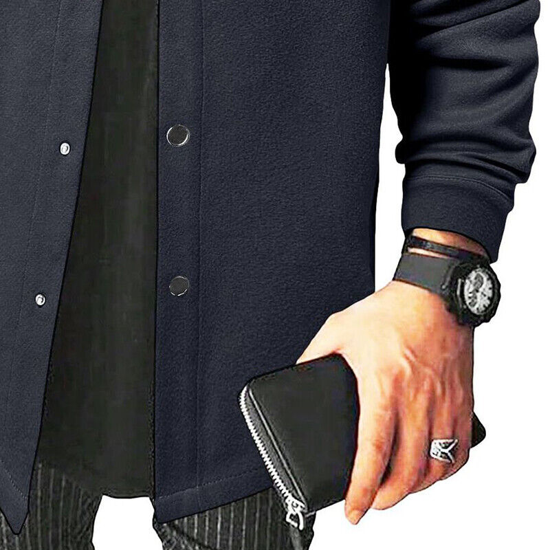 Men Shirts Coat Button Down Tops Mens Autumn Plain Long Sleeve Jacket Blouses - Picture 40 of 40