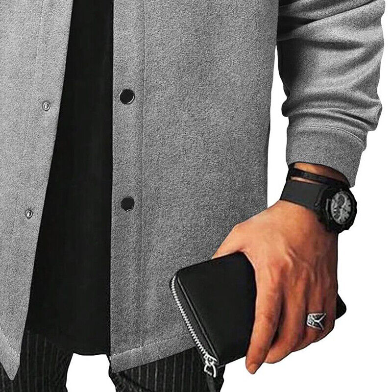 Men Shirts Coat Button Down Tops Mens Autumn Plain Long Sleeve Jacket Blouses - Picture 27 of 40