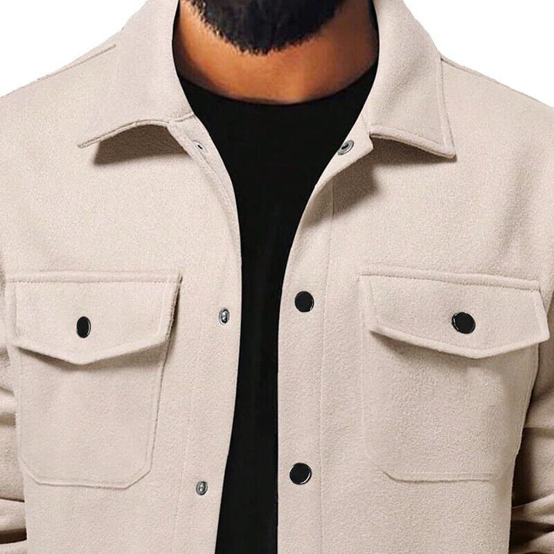 Men Shirts Coat Button Down Tops Mens Autumn Plain Long Sleeve Jacket Blouses - Picture 36 of 40