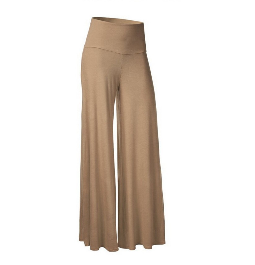 Women's Solid Color High Waist Wide Leg Palazzo Trousers, Activewear Pants