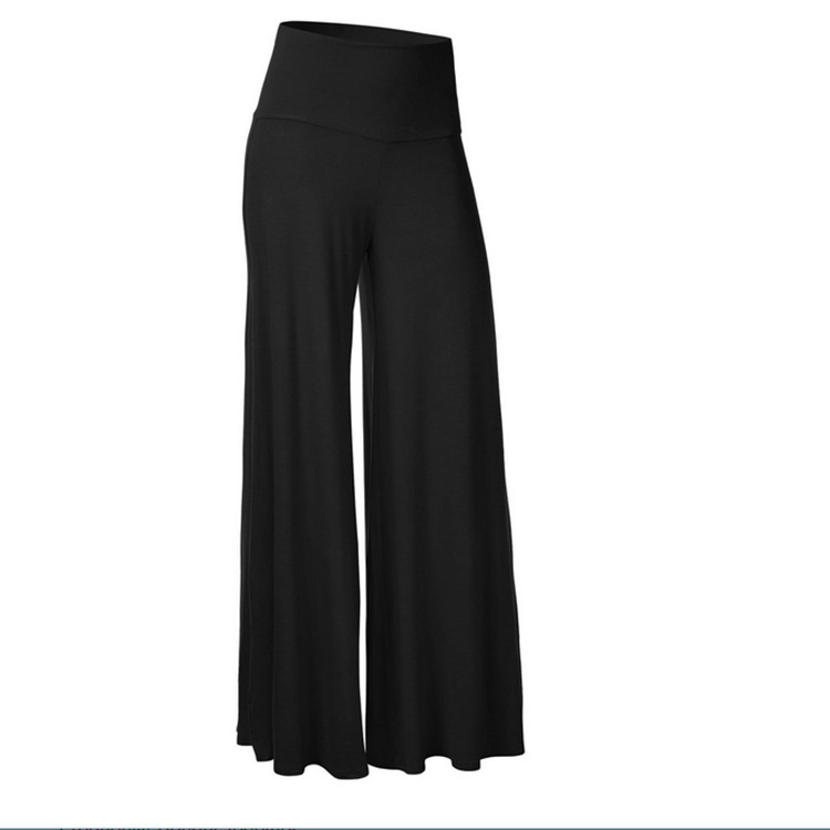 Women's Solid Color High Waist Wide Leg Palazzo Trousers, Activewear Pants