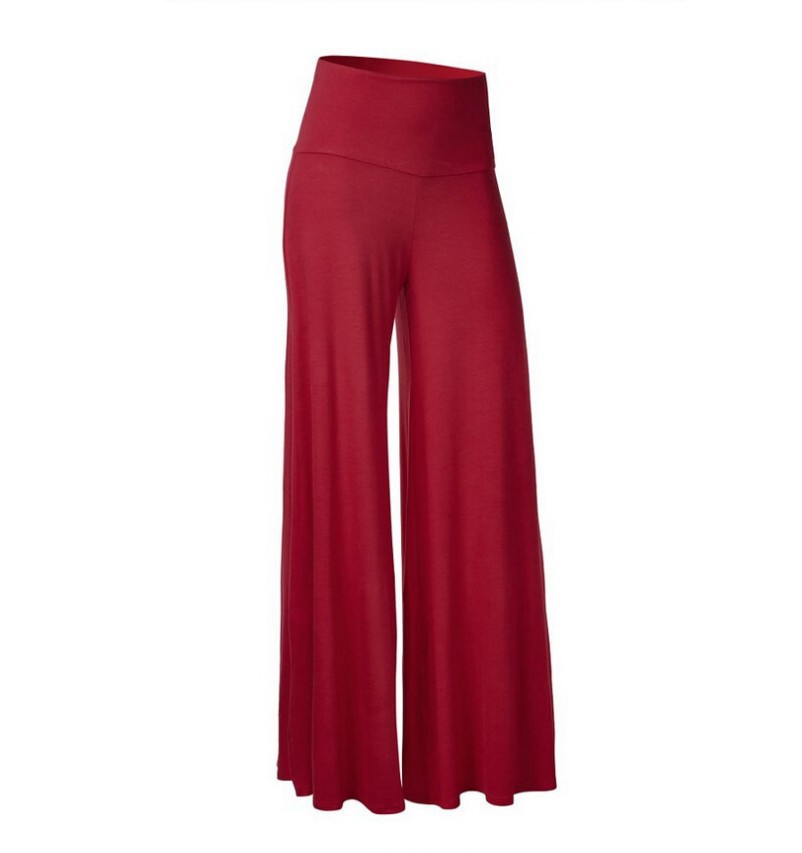 Women's Solid Color High Waist Wide Leg Palazzo Trousers, Activewear Pants