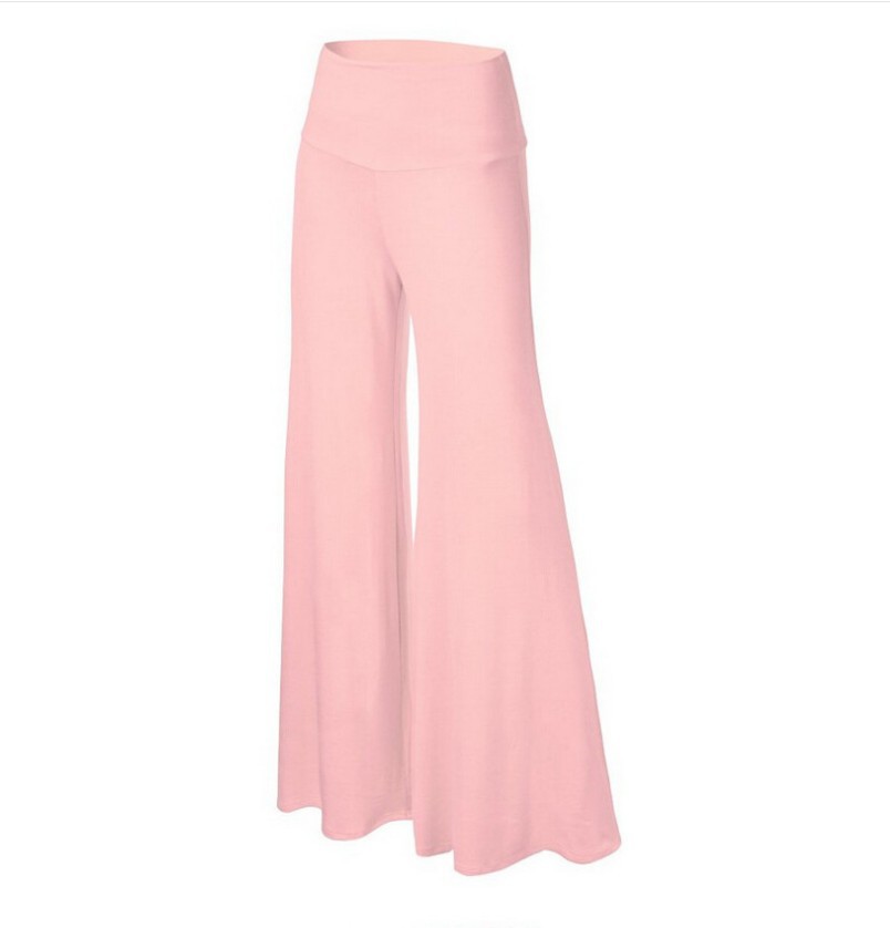 Women's Solid Color High Waist Wide Leg Palazzo Trousers, Activewear Pants