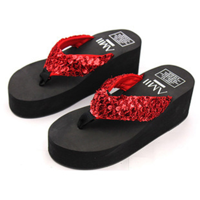 Women Crystal Sandals Bling Flip Flop Shoes Casual Platform Wedge Beach Slippers - Picture 20 of 22