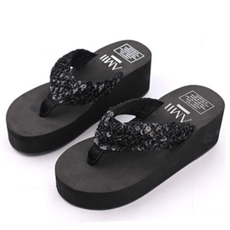 Women Crystal Sandals Bling Flip Flop Shoes Casual Platform Wedge Beach Slippers - Picture 18 of 22