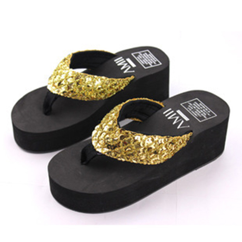 Women Crystal Sandals Bling Flip Flop Shoes Casual Platform Wedge Beach Slippers - Picture 22 of 22