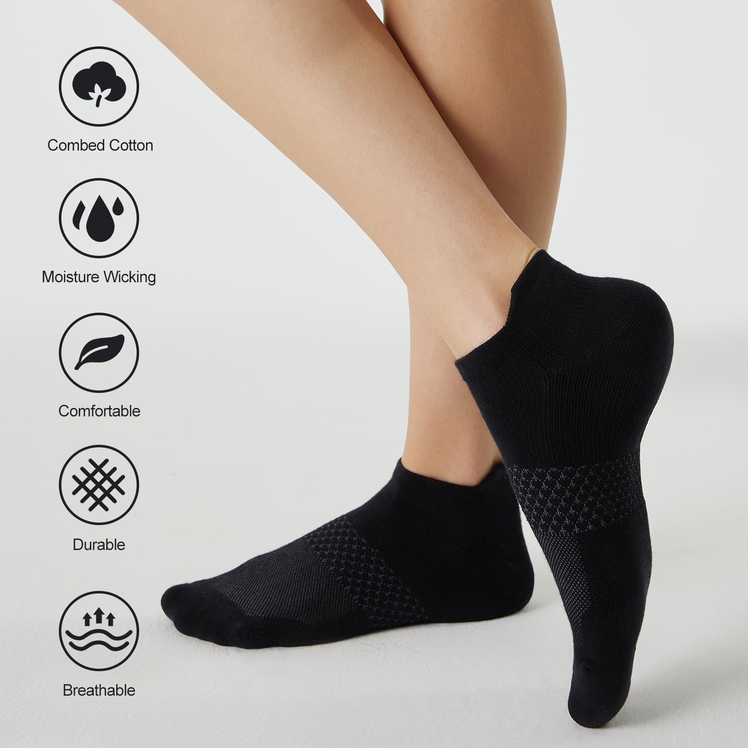5 Pairs Women's Ankle Running Socks Cushioned Athletic Sport Socks with Tab - Picture 27 of 73