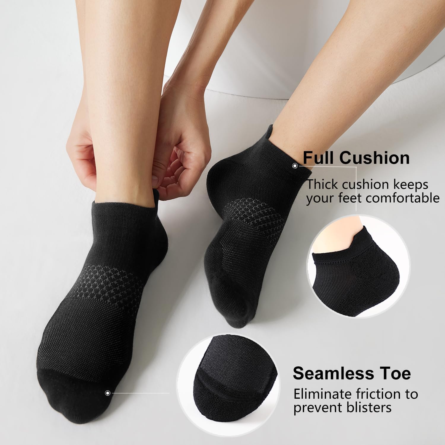 5 Pairs Women's Ankle Running Socks Cushioned Athletic Sport Socks with Tab - Picture 28 of 73