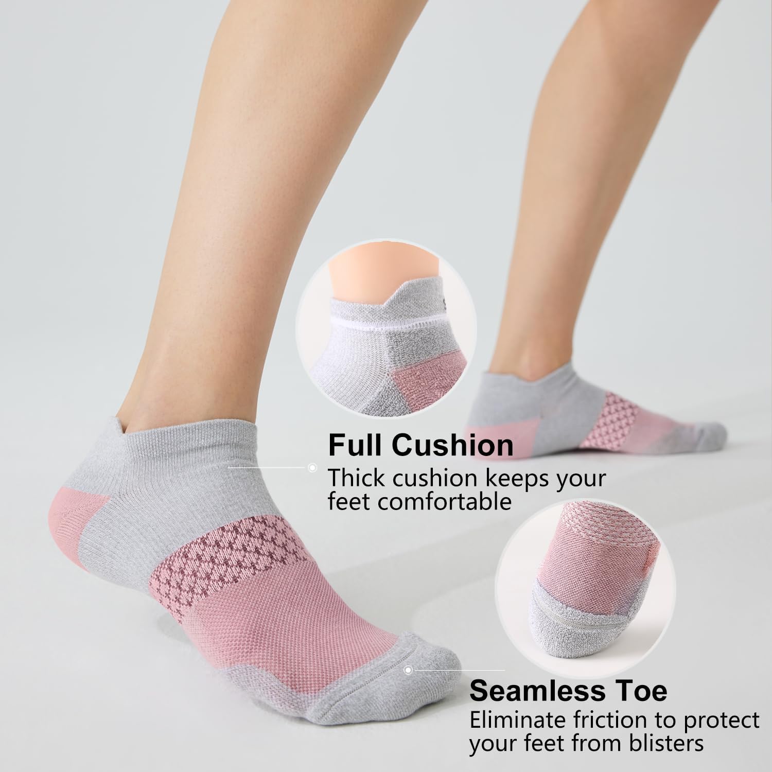 5 Pairs Women's Ankle Running Socks Cushioned Athletic Sport Socks with Tab - Picture 35 of 73