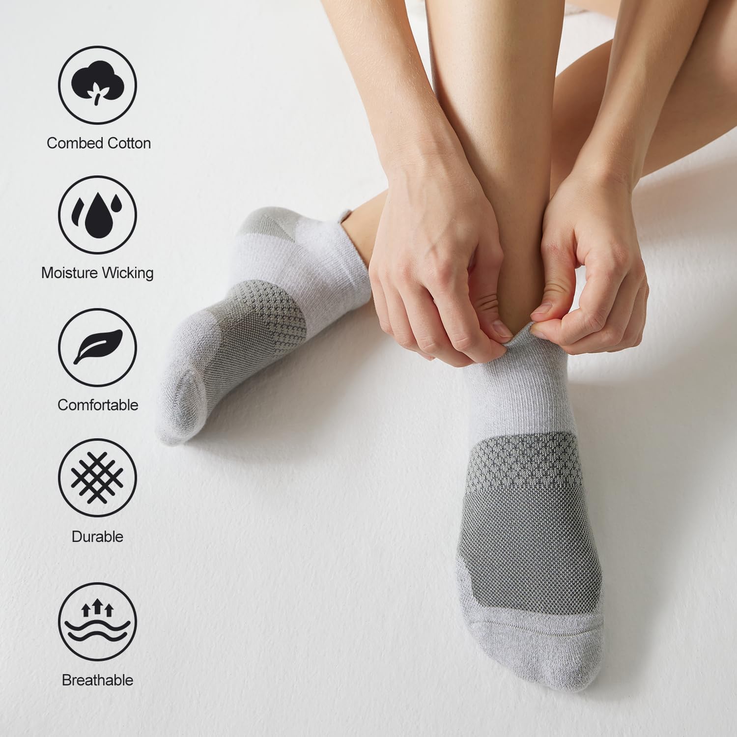 5 Pairs Women's Ankle Running Socks Cushioned Athletic Sport Socks with Tab - Picture 41 of 73