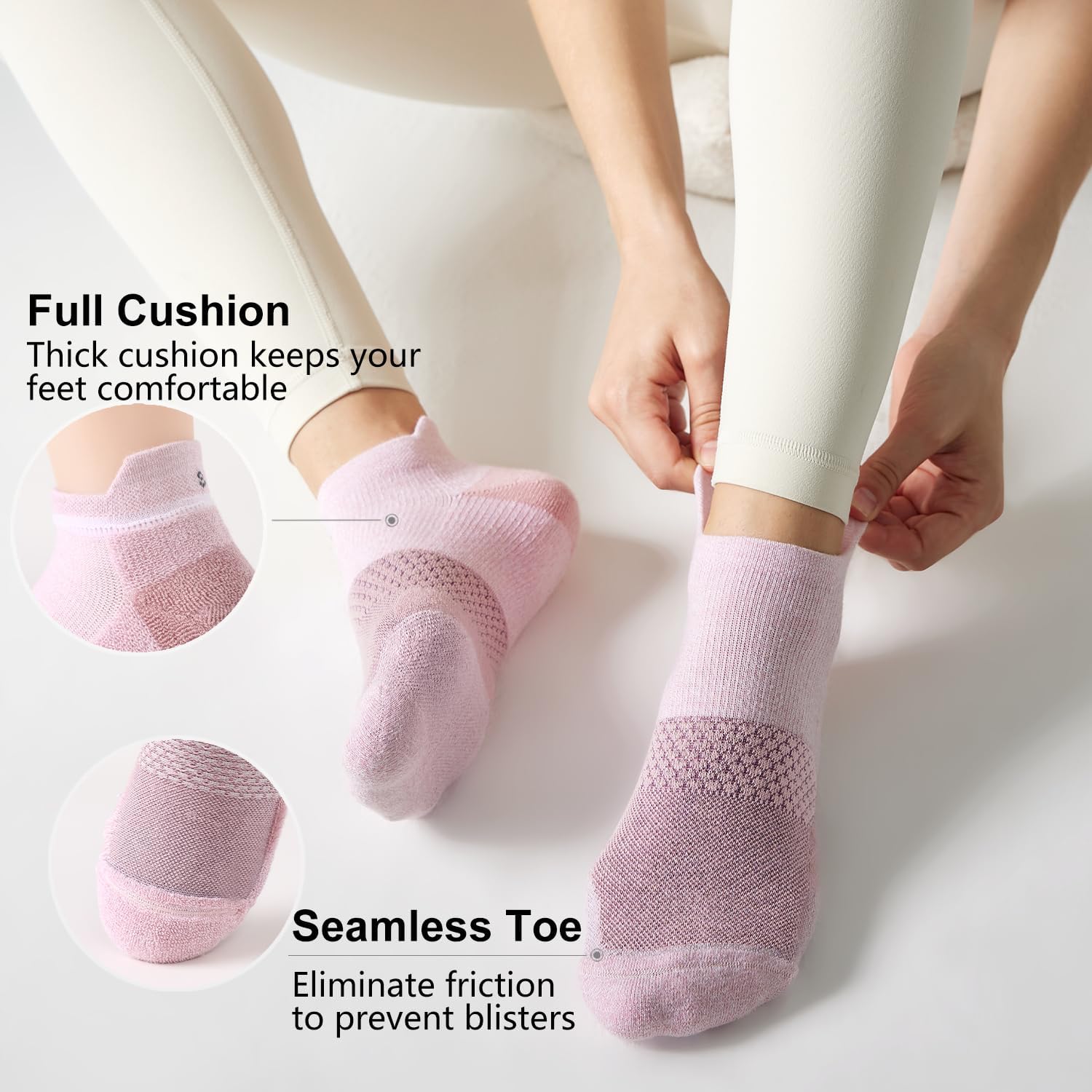 5 Pairs Women's Ankle Running Socks Cushioned Athletic Sport Socks with Tab - Picture 49 of 73