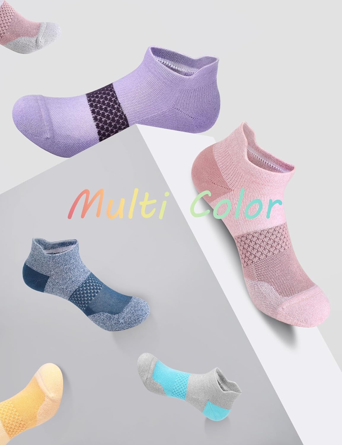 5 Pairs Women's Ankle Running Socks Cushioned Athletic Sport Socks with Tab - Picture 29 of 73