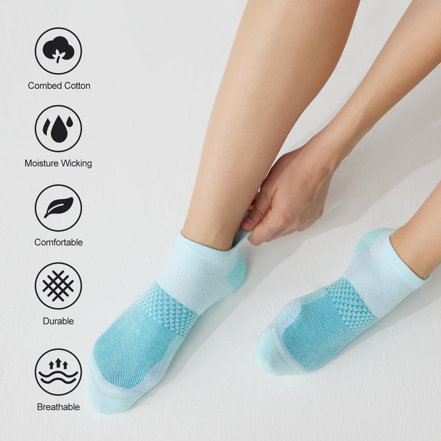 5 Pairs Women's Ankle Running Socks Cushioned Athletic Sport Socks with Tab - Picture 48 of 73