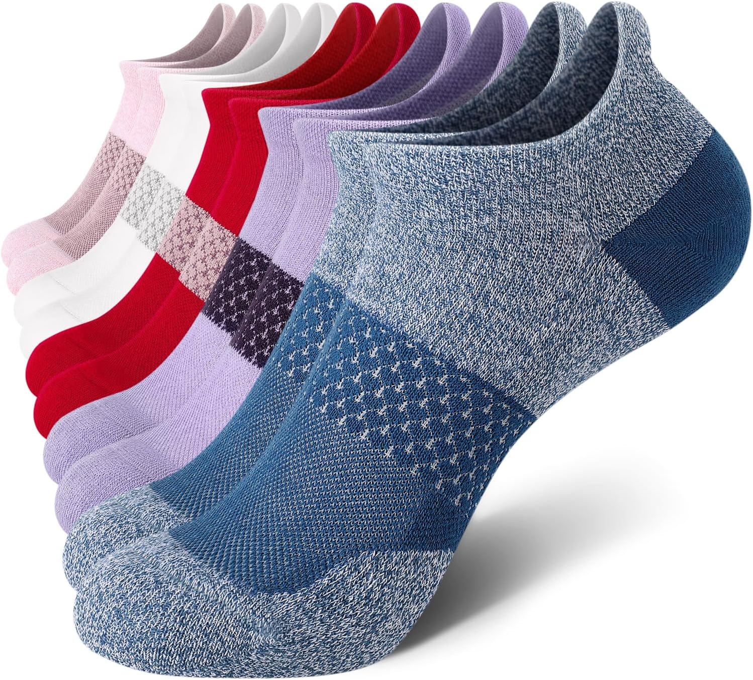 5 Pairs Women's Ankle Running Socks Cushioned Athletic Sport Socks with Tab - Picture 60 of 73