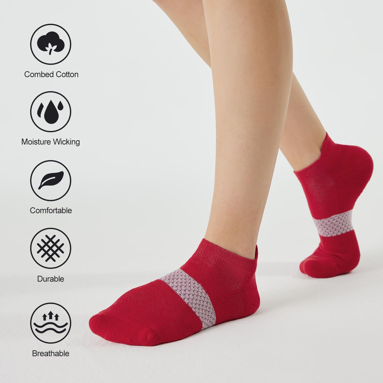5 Pairs Women's Ankle Running Socks Cushioned Athletic Sport Socks with Tab - Picture 62 of 73
