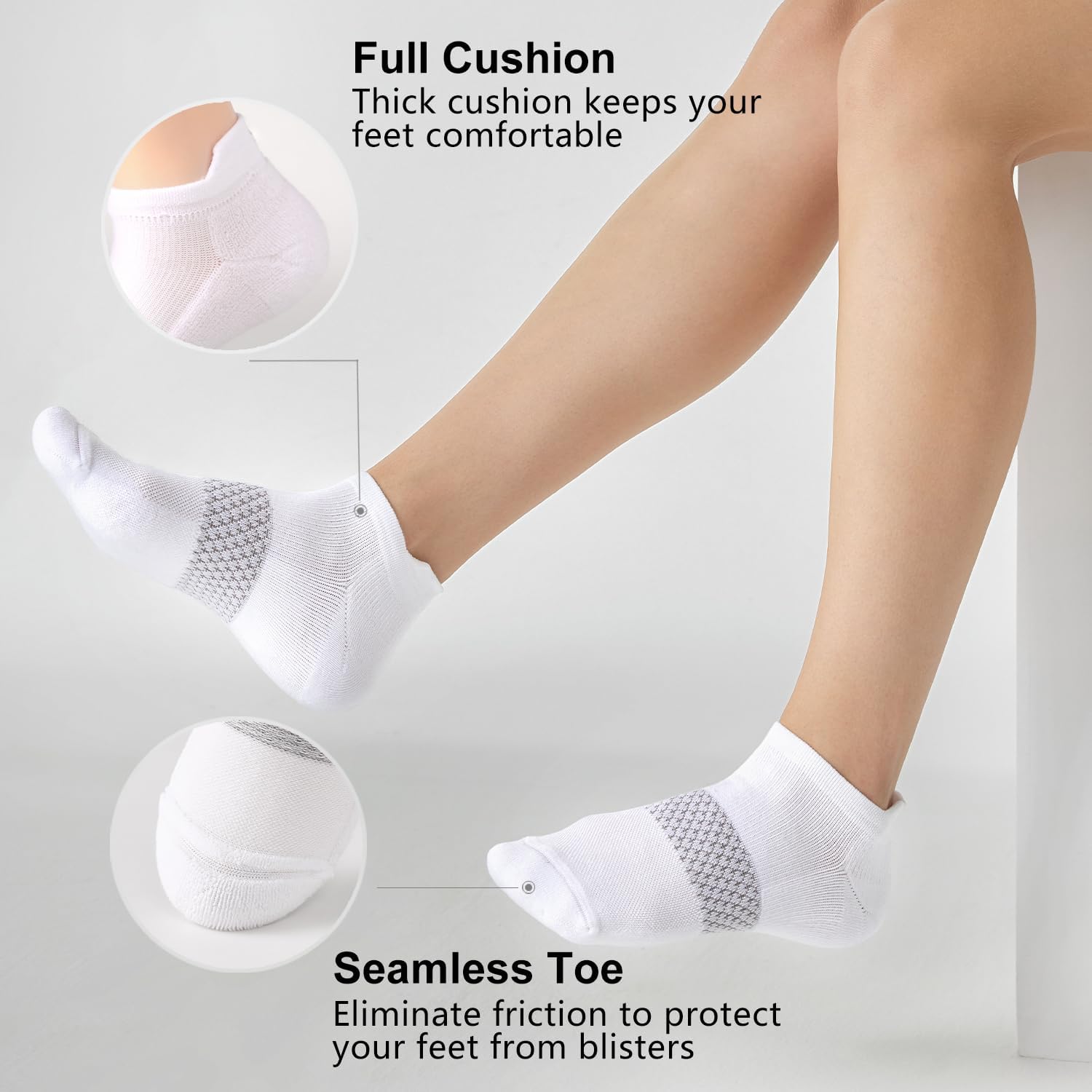 5 Pairs Women's Ankle Running Socks Cushioned Athletic Sport Socks with Tab - Picture 70 of 73