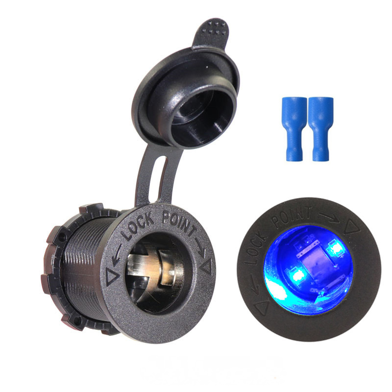 Prise allume cigare 12V prise de courant avec LED bleue pour voiture marine - Photo 10 sur 15