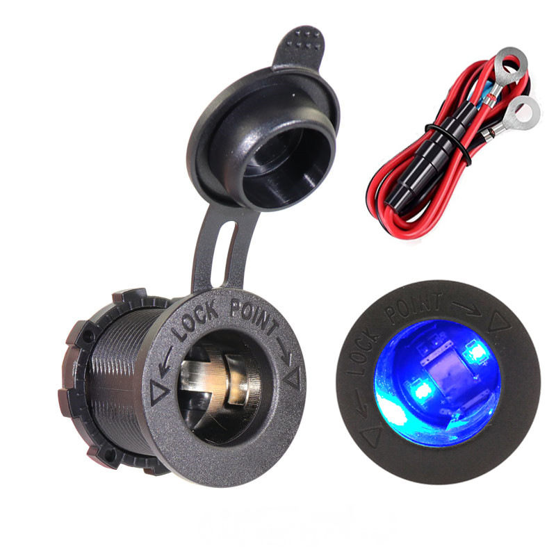 Prise allume cigare 12V prise de courant avec LED bleue pour voiture marine - Photo 13 sur 15