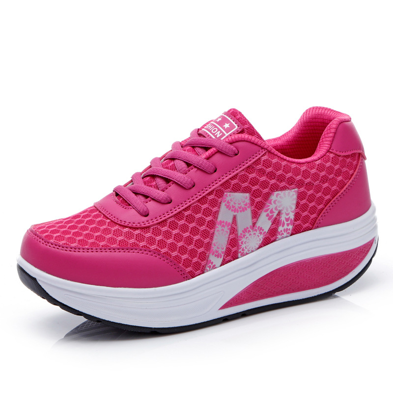 Womens Shape Up Sports Walking Shoes Platform Wedge Toning Gym Fitness Trainers - Picture 8 of 9