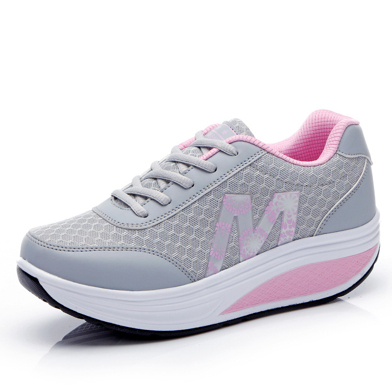 Womens Shape Up Sports Walking Shoes Platform Wedge Toning Gym Fitness Trainers - Picture 7 of 9