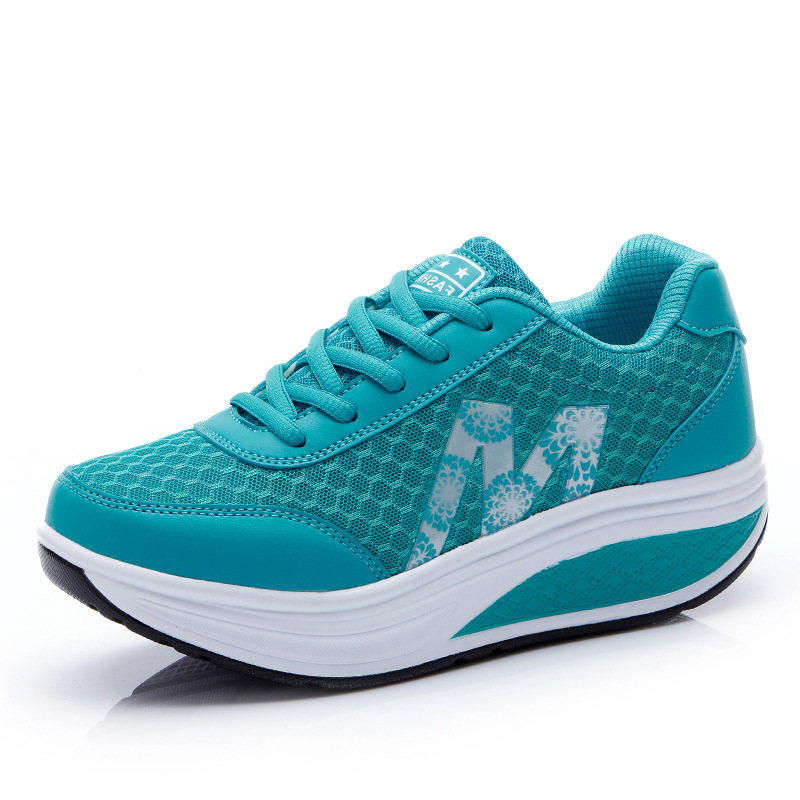 Womens Shape Up Sports Walking Shoes Platform Wedge Toning Gym Fitness Trainers - Picture 9 of 9