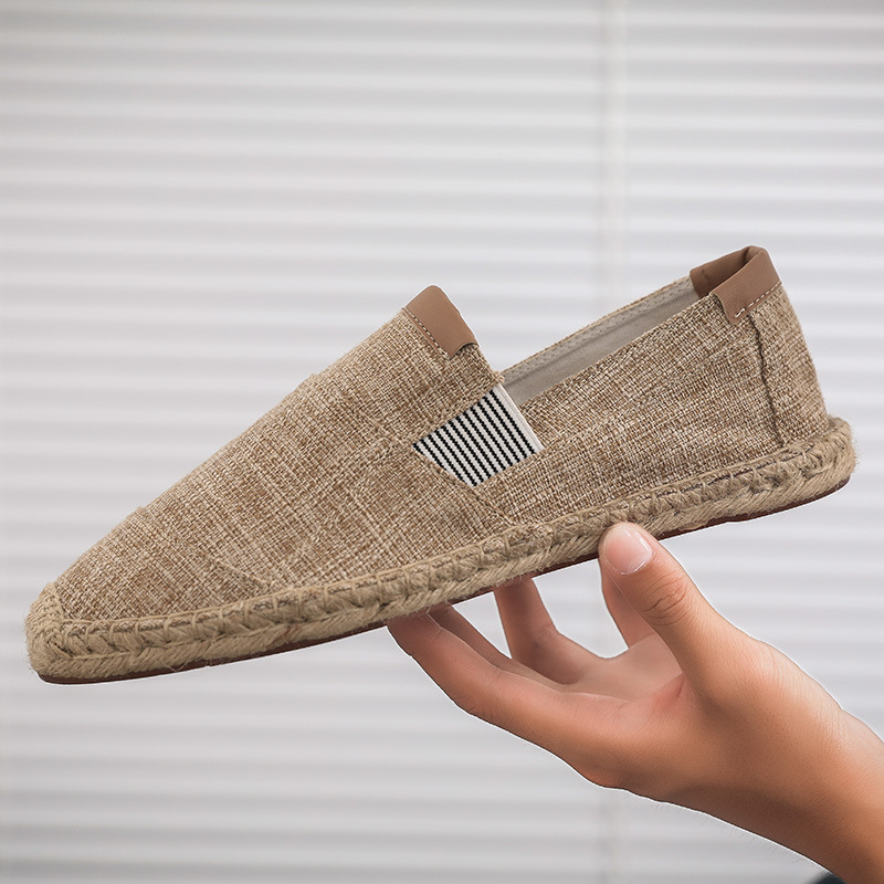 Mens Comfortable Flat Canvas Shoes Casual Slip On Patchwork Espadrille Size New