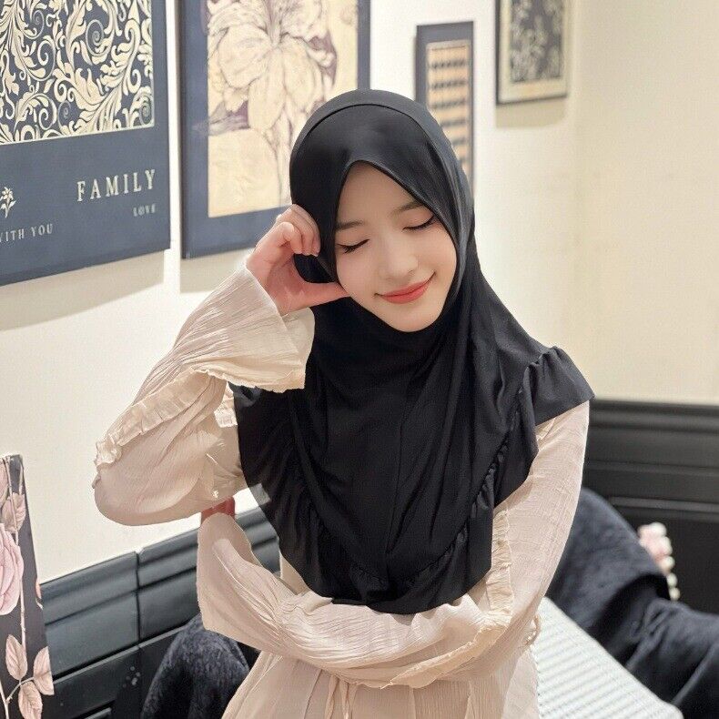Arab Solid Color Ruffle Hem Tailcoat Large Swing Long Headband Hat Shayla Scarf