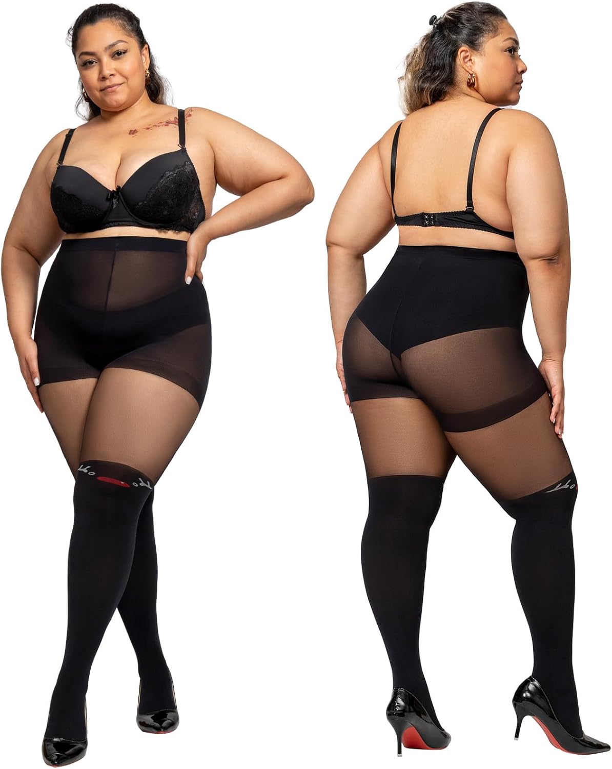 Christmas Tights Plus Size Black Patterned Tights High Waist Pantyhose for Women - Picture 42 of 45