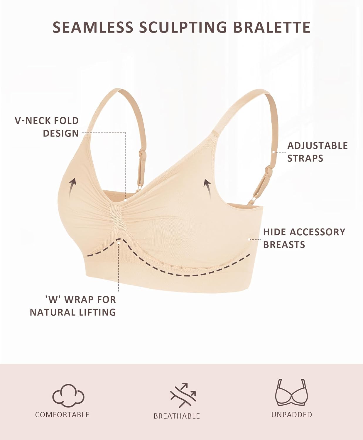 Bralettes for Women with Support Comfortable Bras No Underwire Seamless Bras - Picture 33 of 60