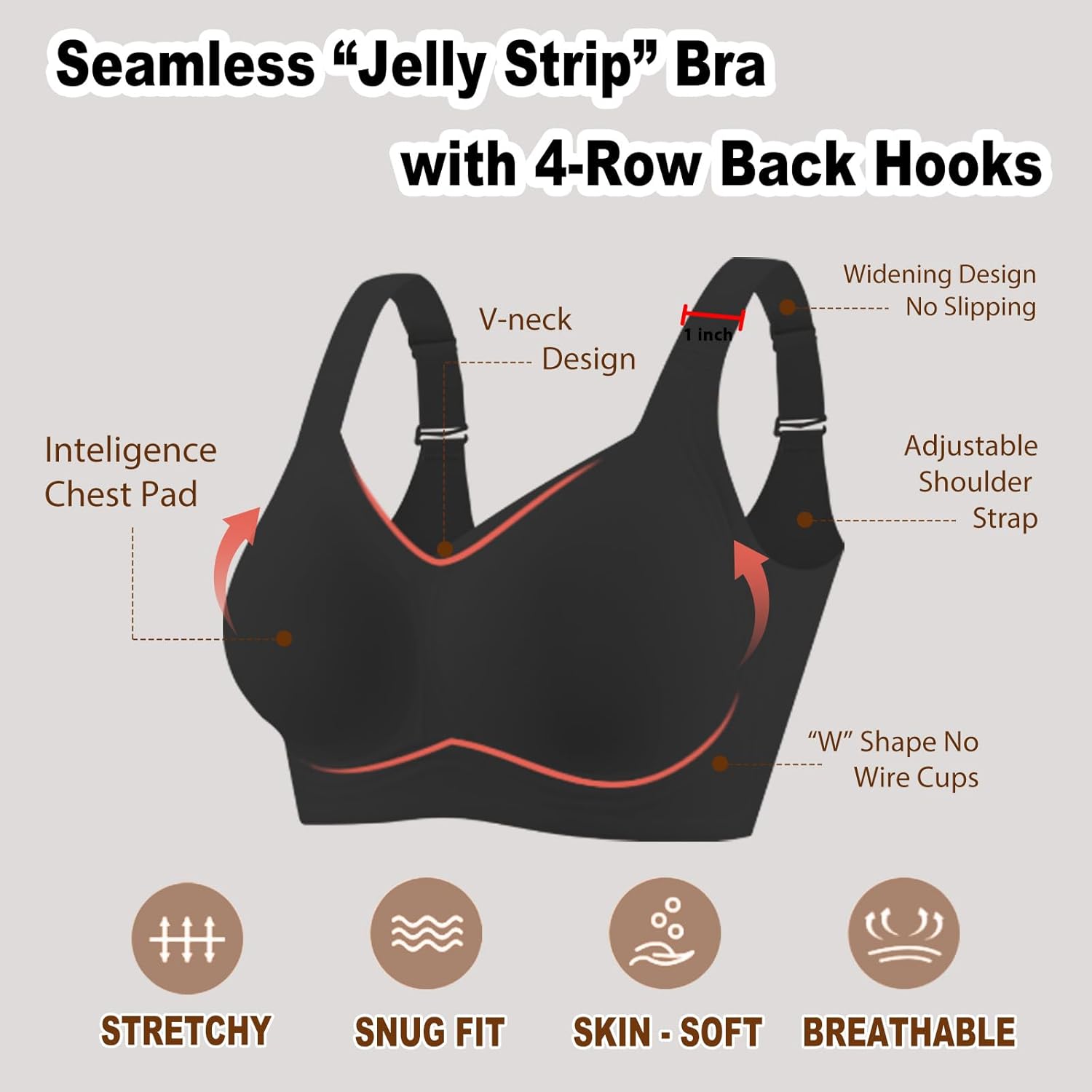 Womens Seamless Wireless Supportive Bra Push Up Comfort Soft No Underwire Bra - Picture 27 of 59