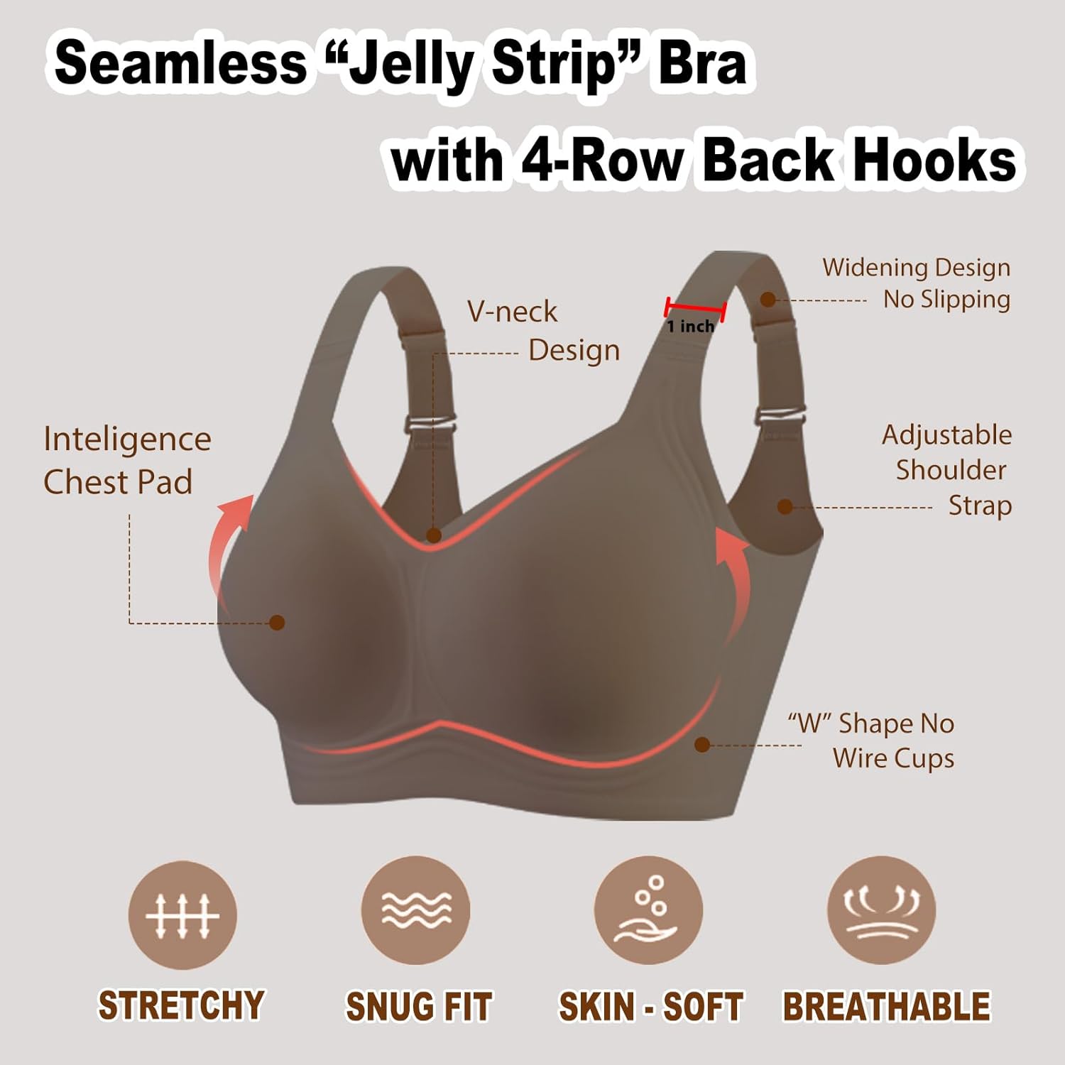 Womens Seamless Wireless Supportive Bra Push Up Comfort Soft No Underwire Bra - Picture 33 of 59