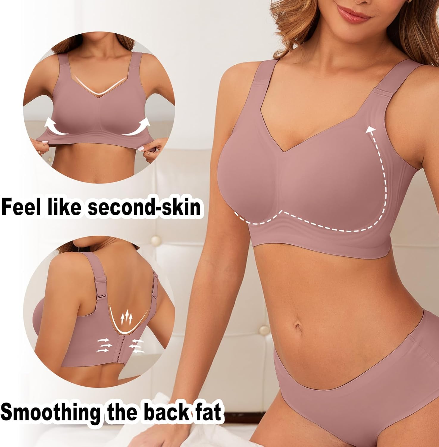 Womens Seamless Wireless Supportive Bra Push Up Comfort Soft No Underwire Bra - Picture 37 of 59