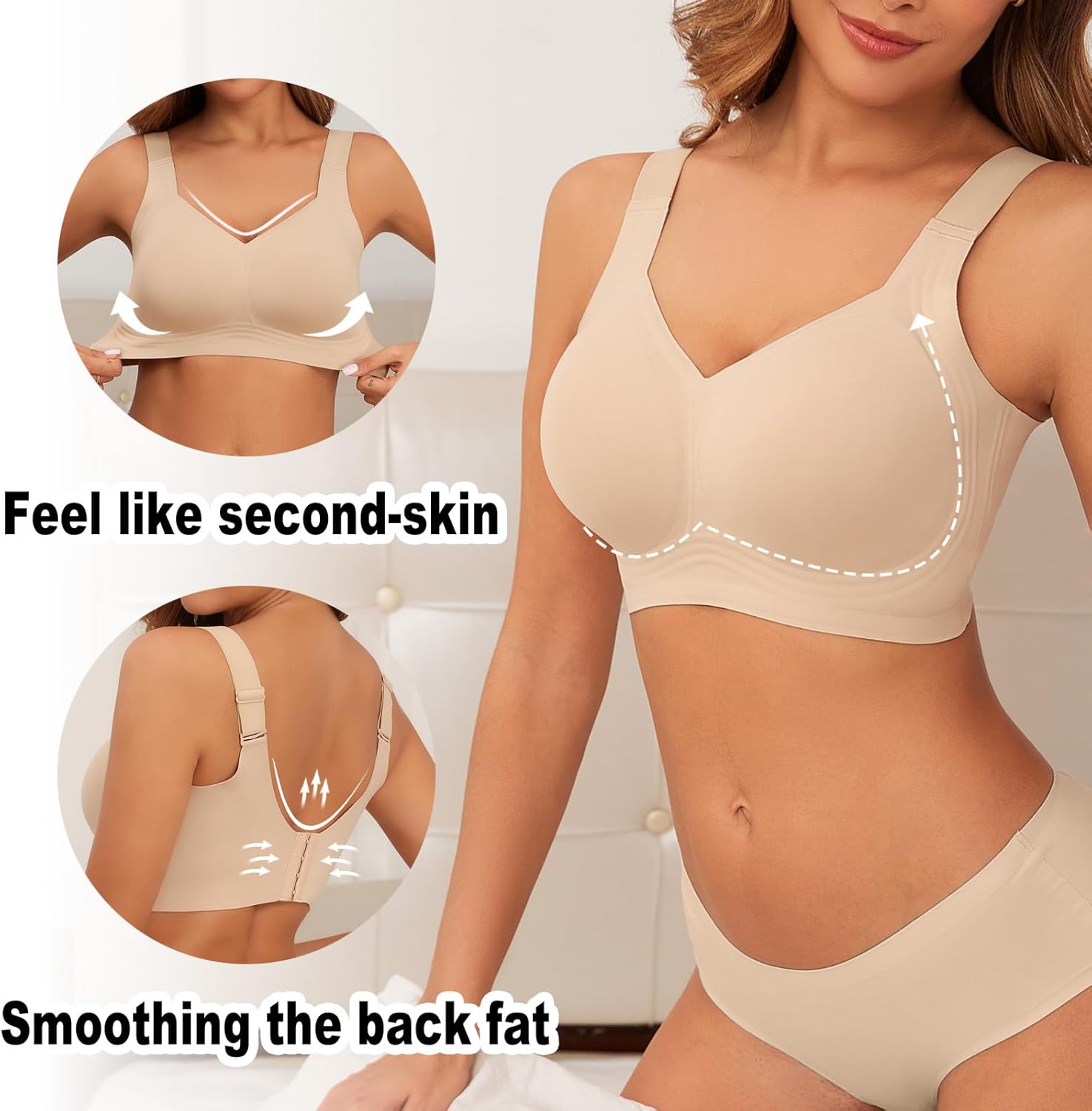 Womens Seamless Wireless Supportive Bra Push Up Comfort Soft No Underwire Bra - Picture 43 of 59