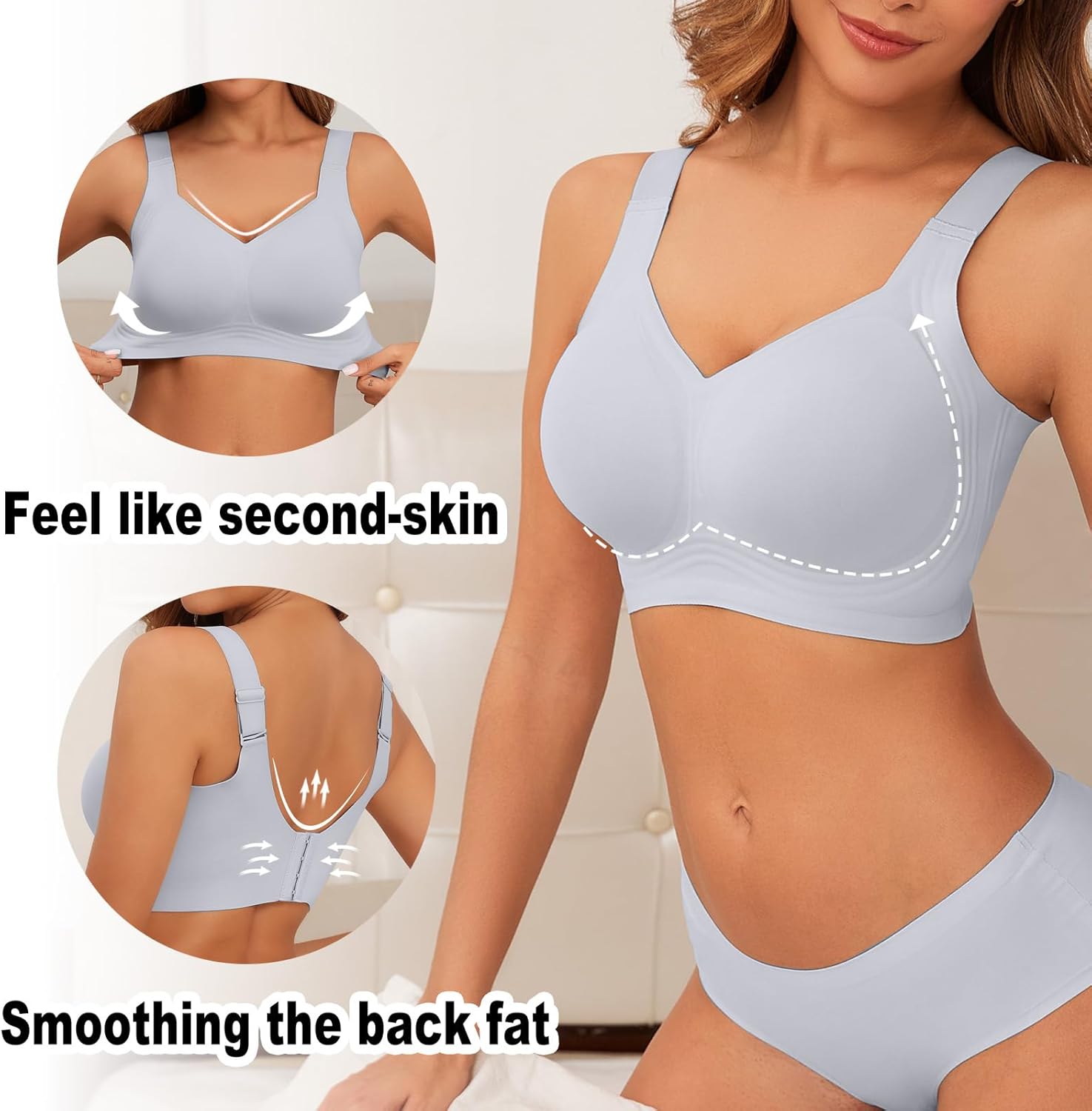 Womens Seamless Wireless Supportive Bra Push Up Comfort Soft No Underwire Bra - Picture 49 of 59