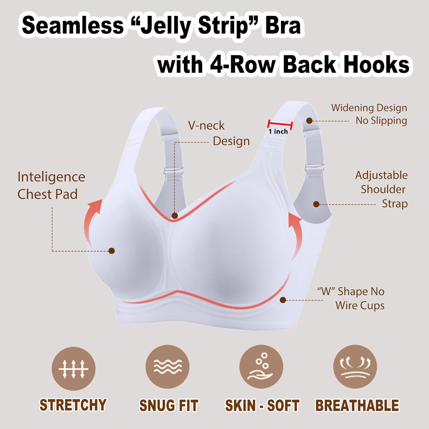 Womens Seamless Wireless Supportive Bra Push Up Comfort Soft No Underwire Bra - Picture 51 of 59
