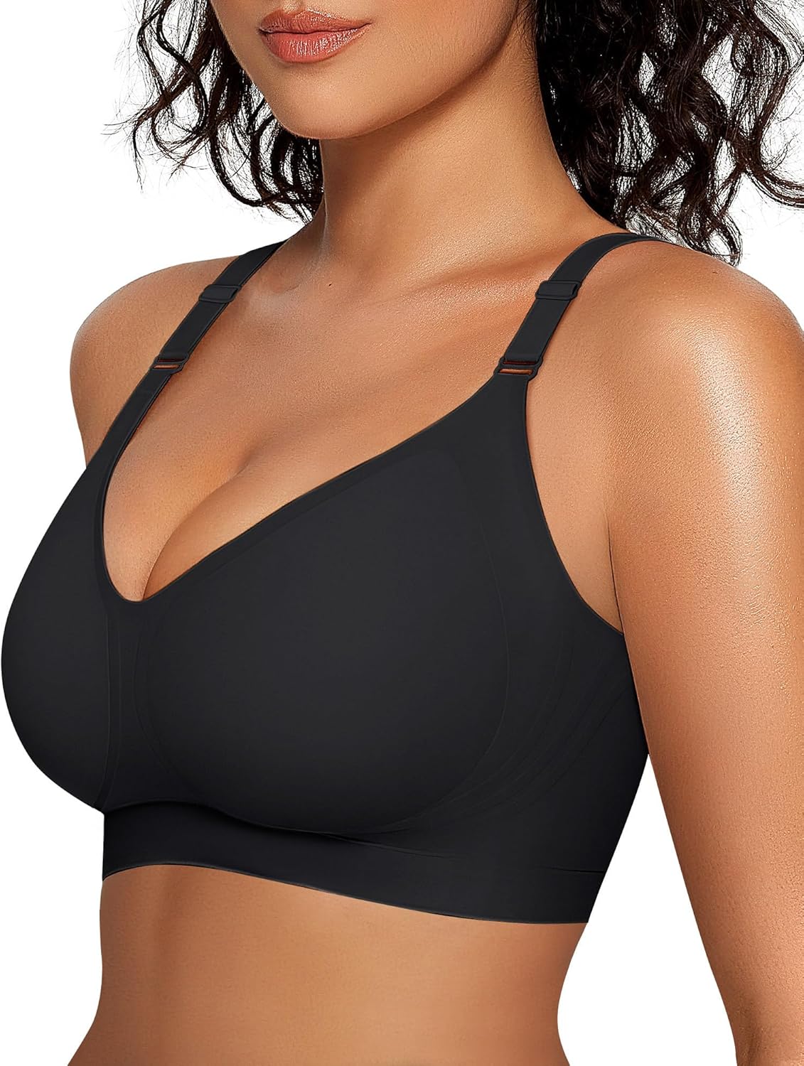 Womens Wireless V Neck Bra Full Coverage Bralettes Seamless Push Up Bras - Picture 24 of 28