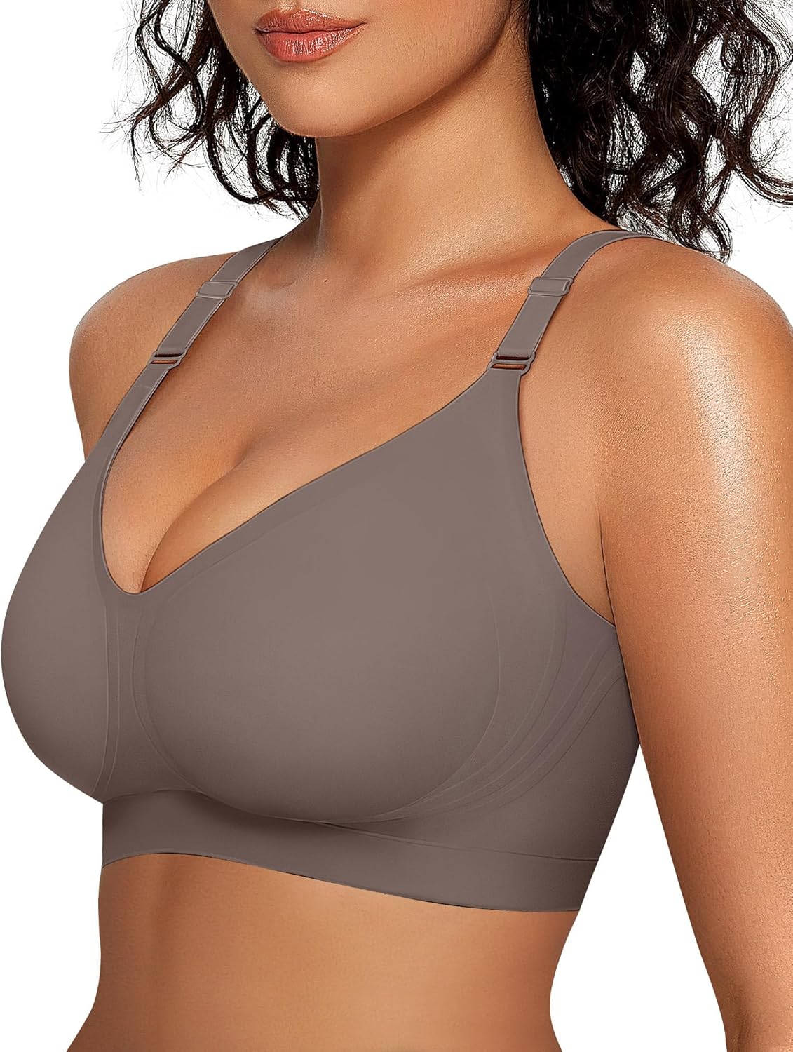 Womens Wireless V Neck Bra Full Coverage Bralettes Seamless Push Up Bras - Picture 25 of 28