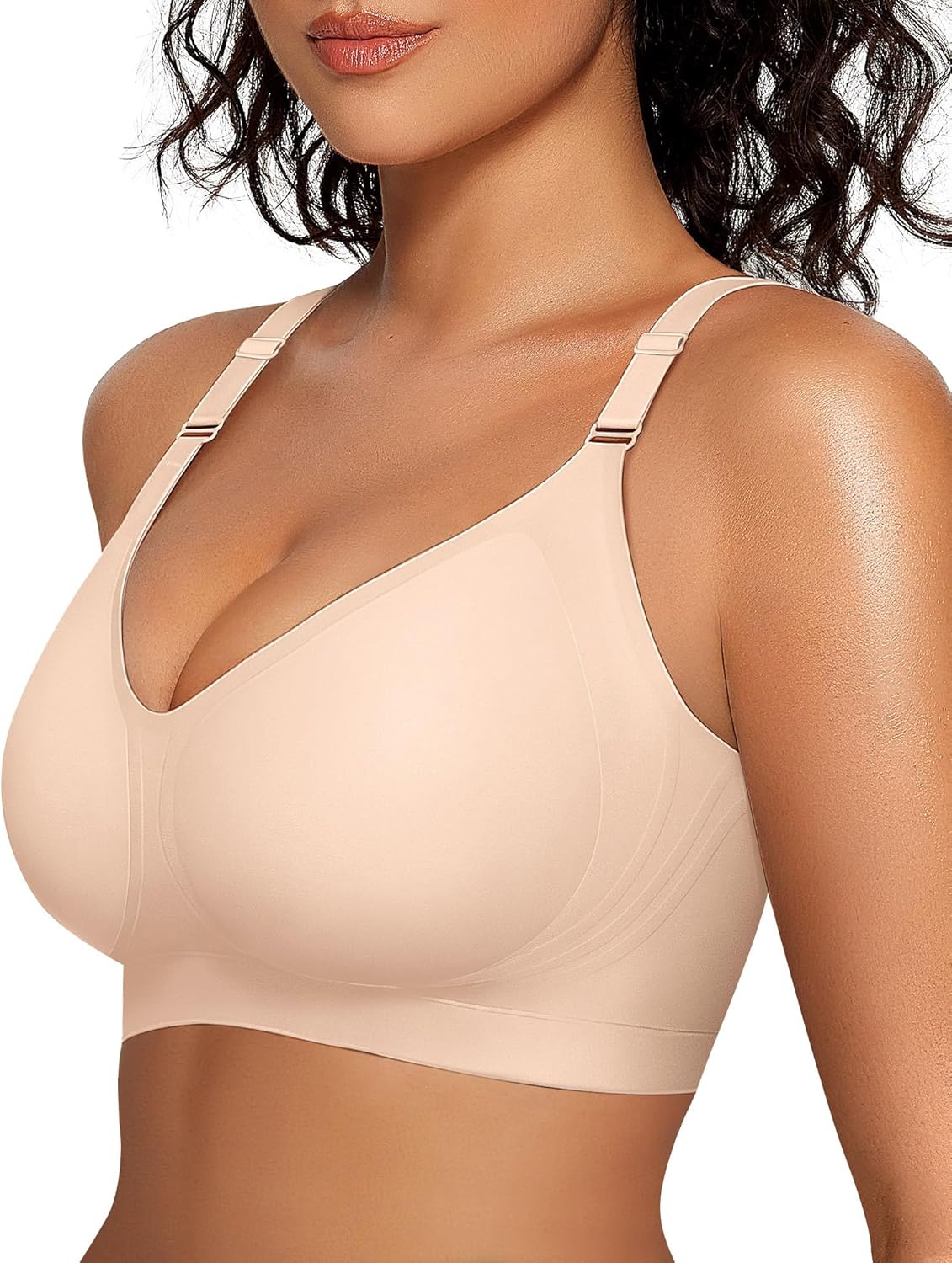Womens Wireless V Neck Bra Full Coverage Bralettes Seamless Push Up Bras - Picture 26 of 28