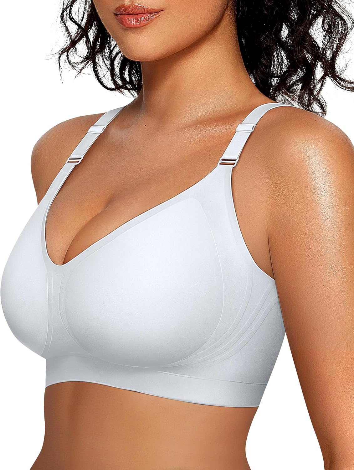 Womens Wireless V Neck Bra Full Coverage Bralettes Seamless Push Up Bras - Picture 28 of 28