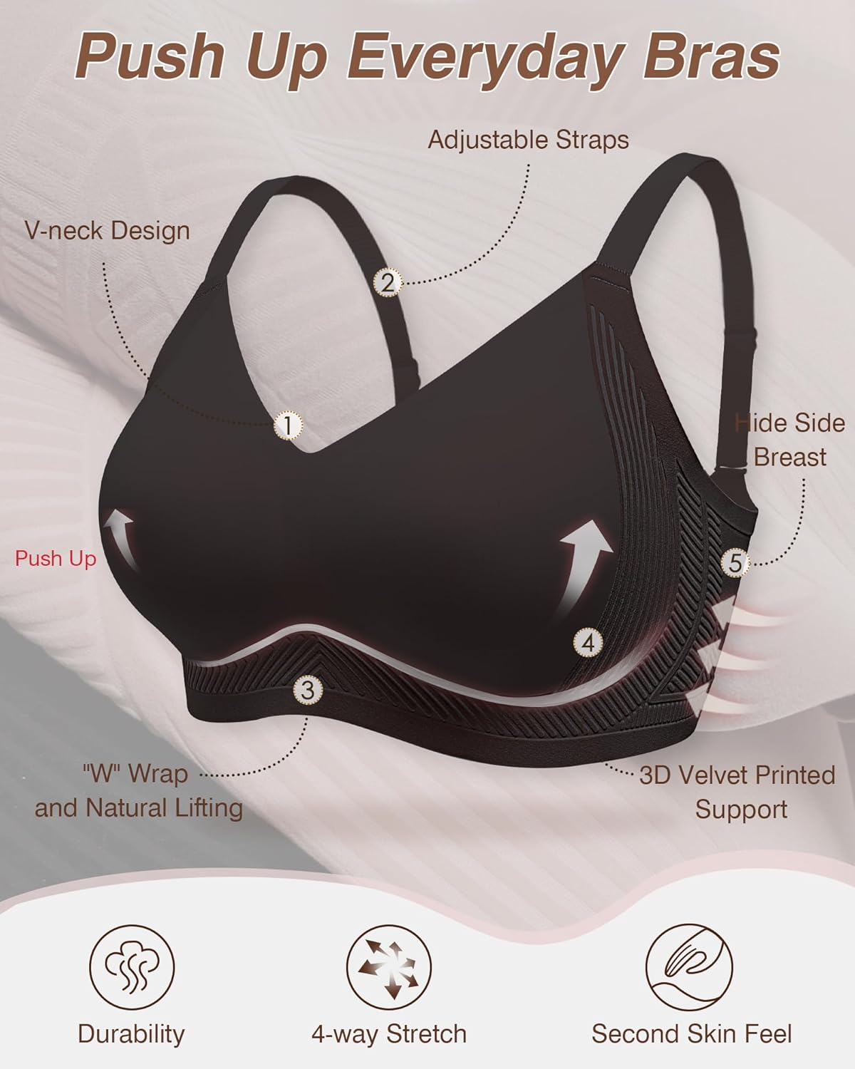 Full Coverage Push Up Bras for Women with Support and Lift No Underwire Bra - Picture 28 of 48