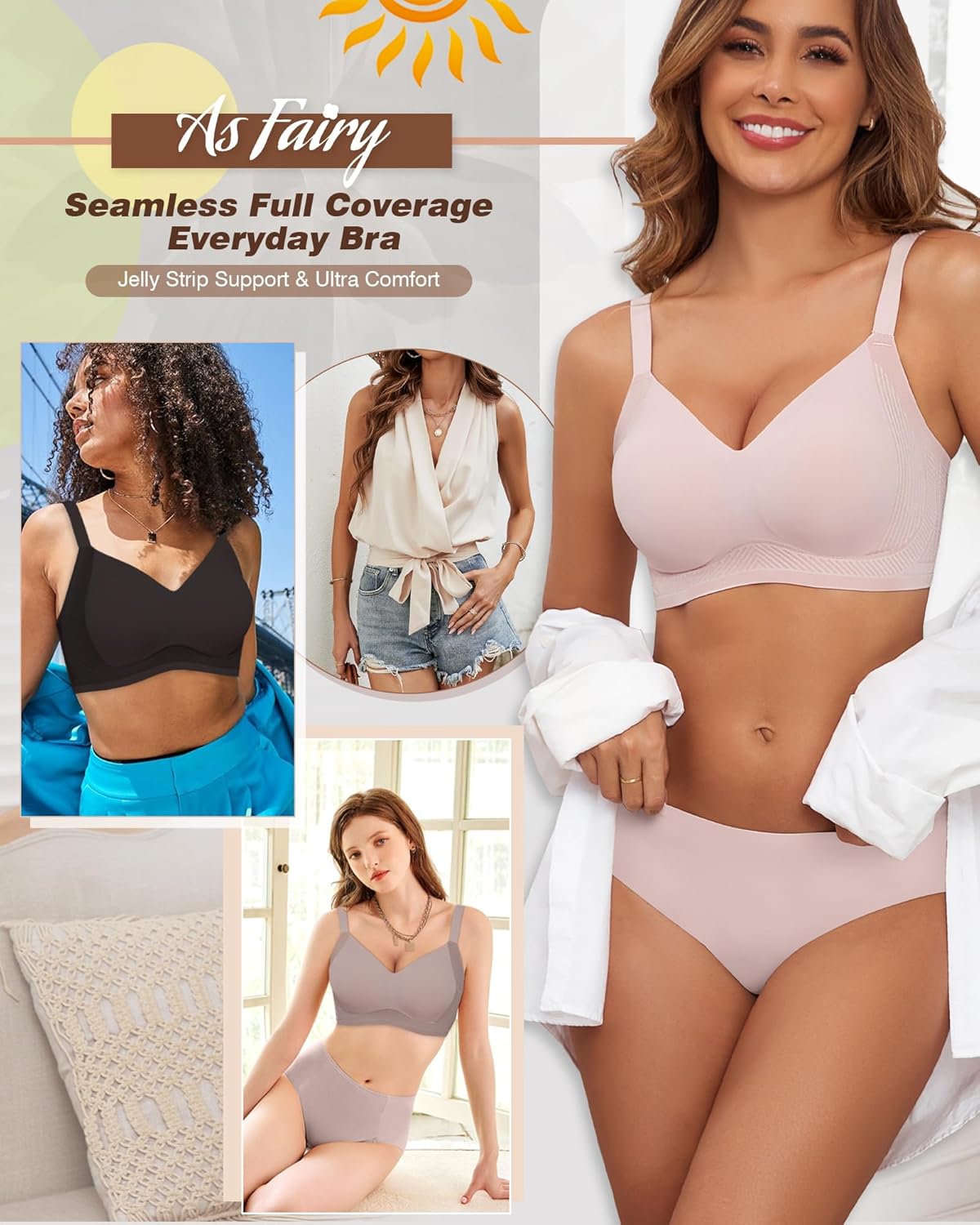 Full Coverage Push Up Bras for Women with Support and Lift No Underwire Bra - Picture 36 of 48