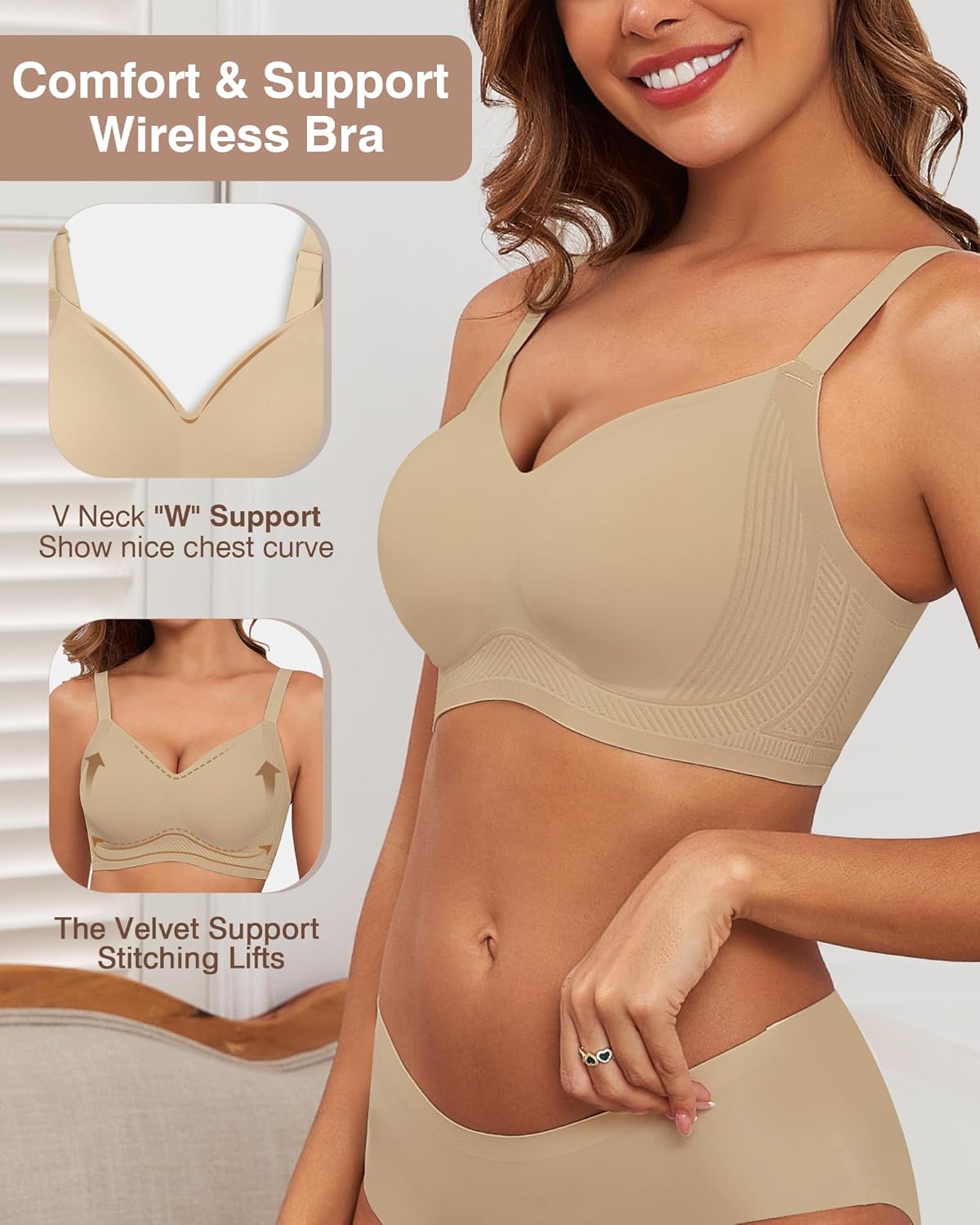 Full Coverage Push Up Bras for Women with Support and Lift No Underwire Bra - Picture 40 of 48