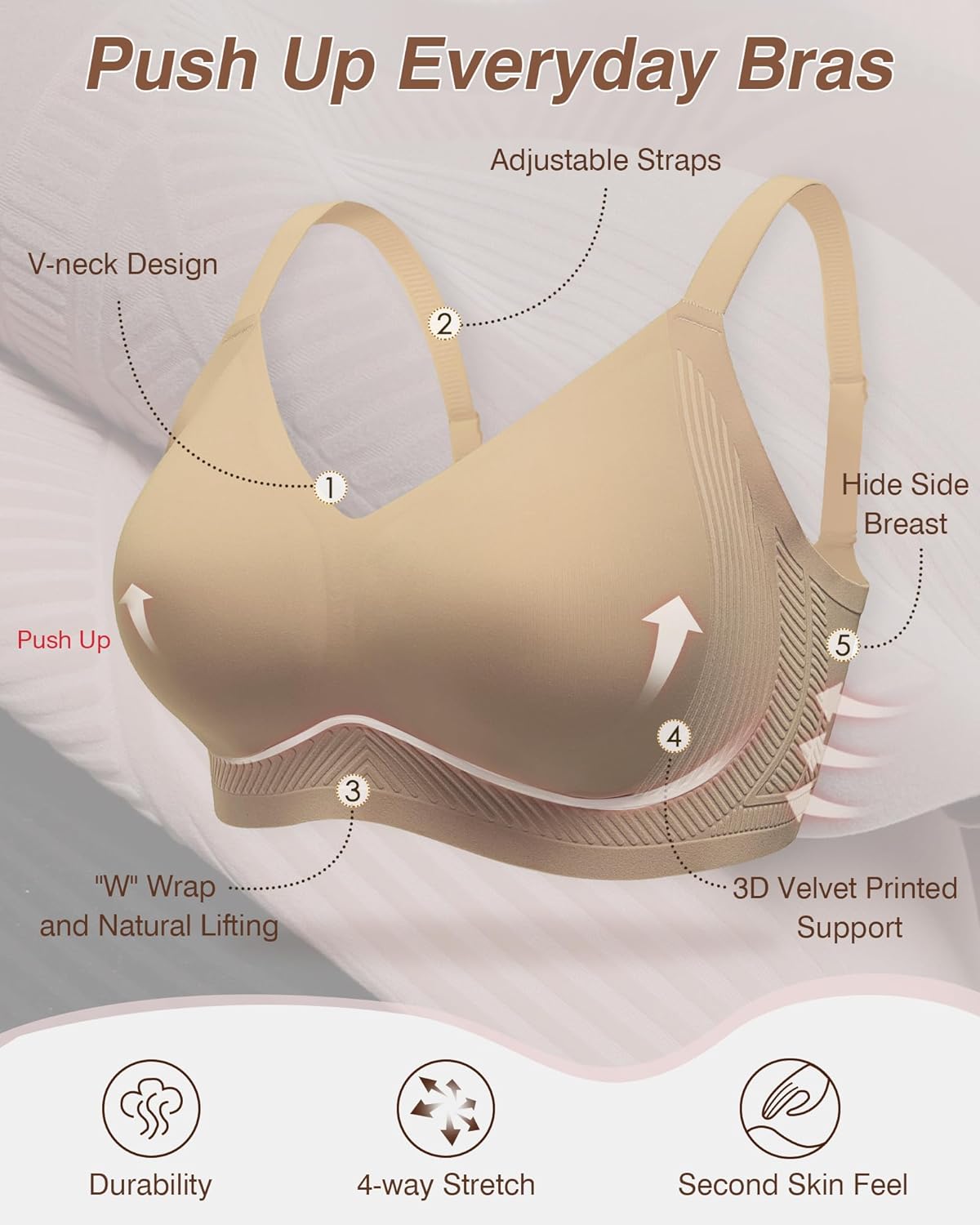 Full Coverage Push Up Bras for Women with Support and Lift No Underwire Bra - Picture 42 of 48