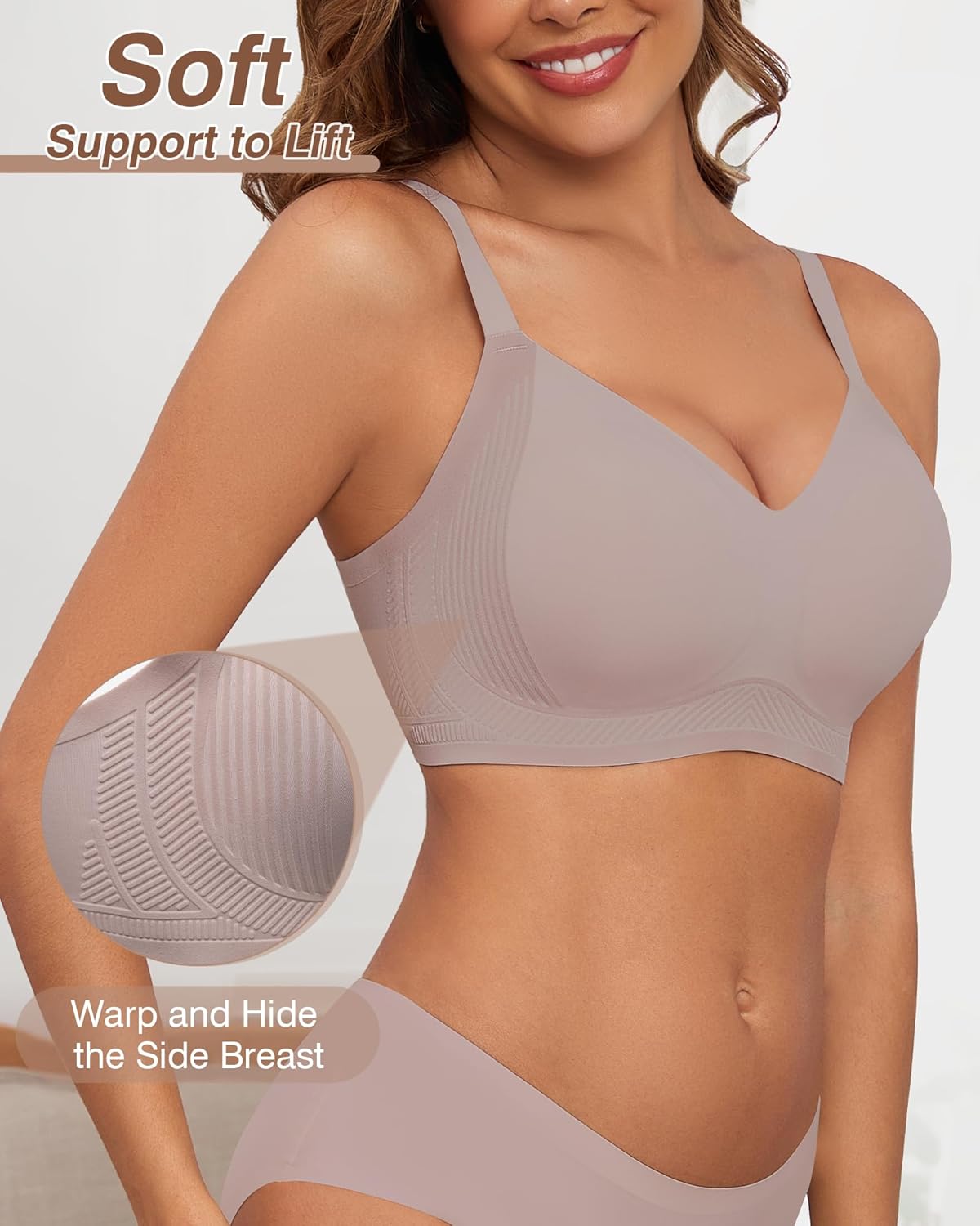 Full Coverage Push Up Bras for Women with Support and Lift No Underwire Bra - Picture 45 of 48