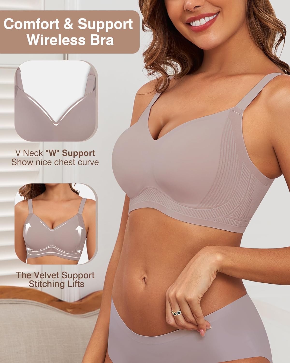Full Coverage Push Up Bras for Women with Support and Lift No Underwire Bra - Picture 46 of 48