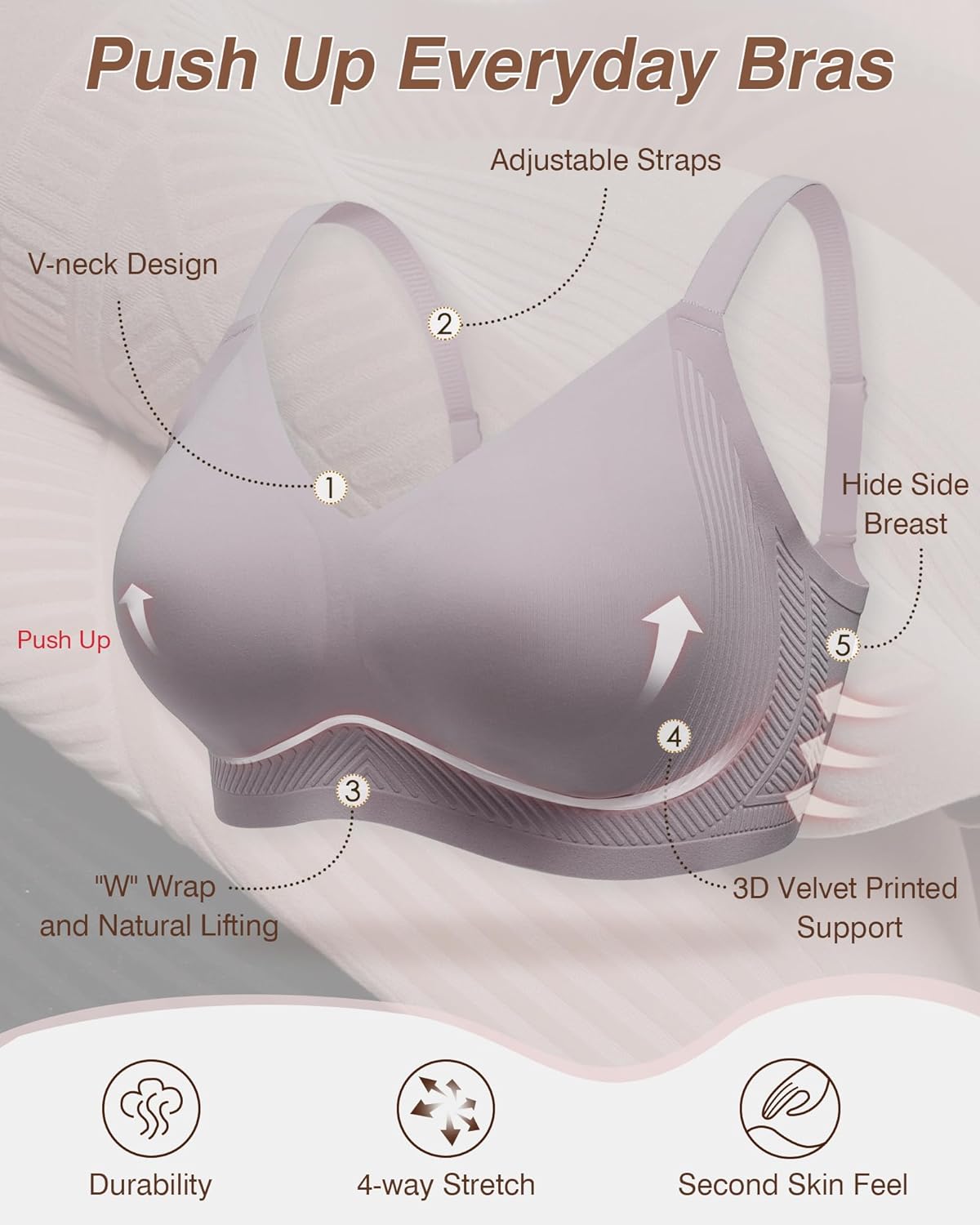 Full Coverage Push Up Bras for Women with Support and Lift No Underwire Bra - Picture 48 of 48