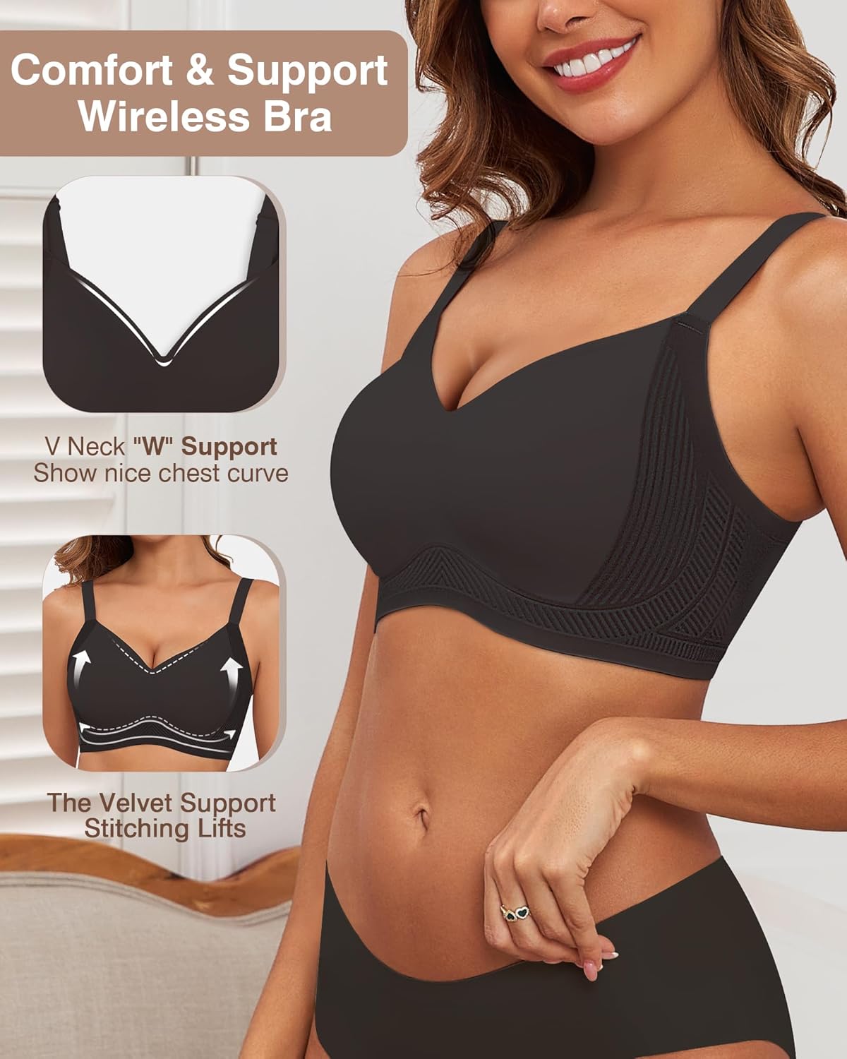 Full Coverage Push Up Bras for Women with Support and Lift No Underwire Bra - Picture 27 of 48