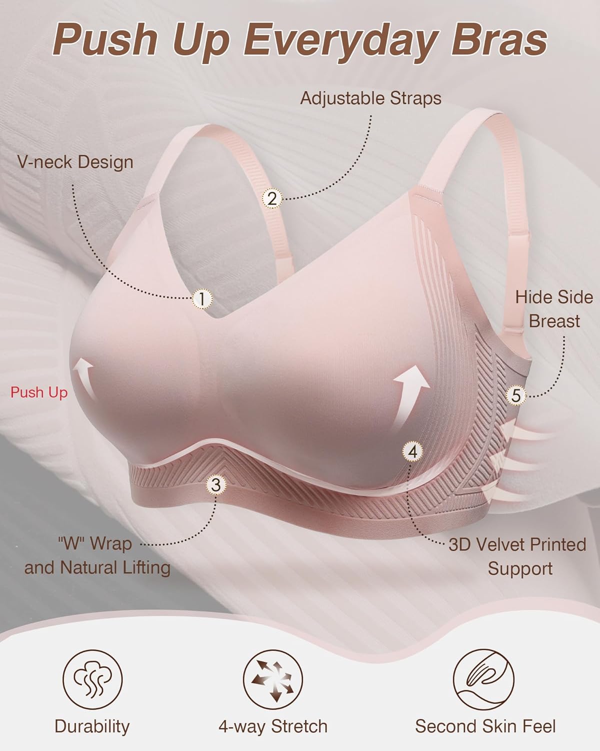 Full Coverage Push Up Bras for Women with Support and Lift No Underwire Bra - Picture 35 of 48