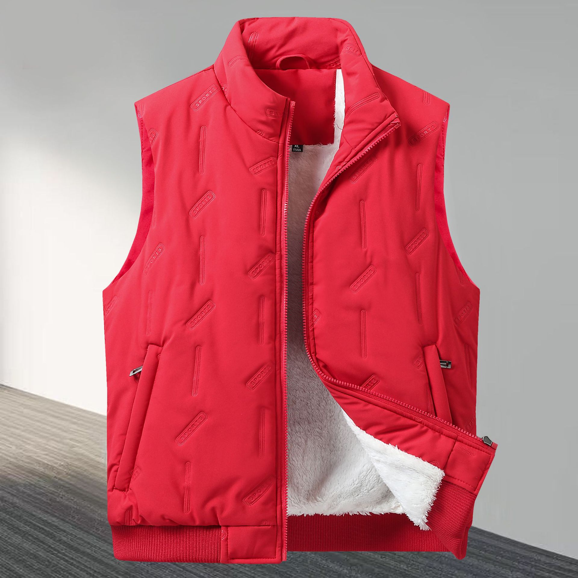 Men's Fleeced Vest Casual Stand Collar Thermal Vest Warm Padded Jacket Waistcoat - Picture 20 of 23
